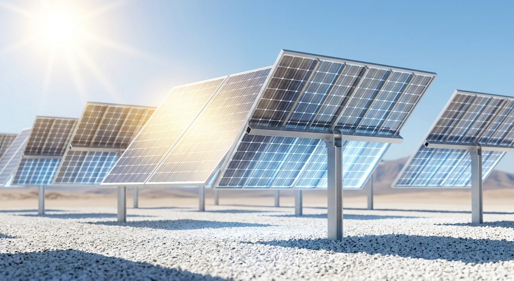 Paneles solares bifaciales: cómo aumentar el rendimiento de una planta solar industrial 3 Gemini Generated Image